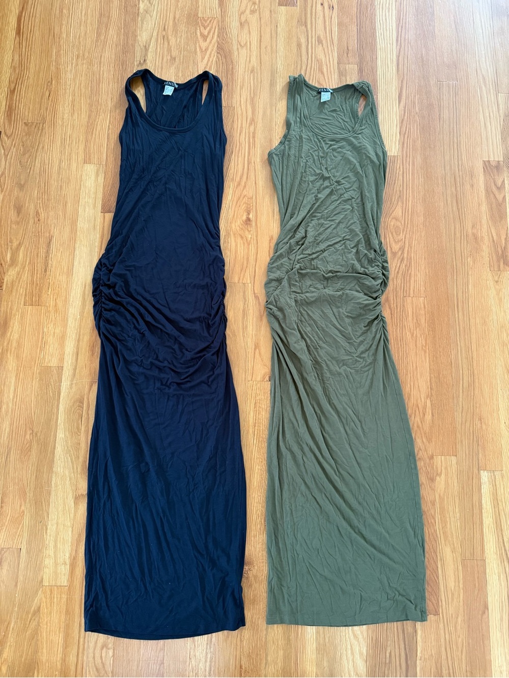 VENUS Sleeveless Ruched Maxi Dress Set— Black & Olive